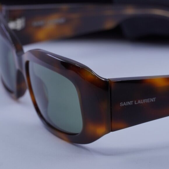 Saint Laurent SL418 002 Rectangle Sunglasses - Havana/Green main image 9